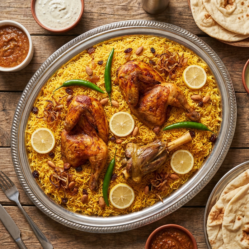 صينية نصين دجاج حبة لحم